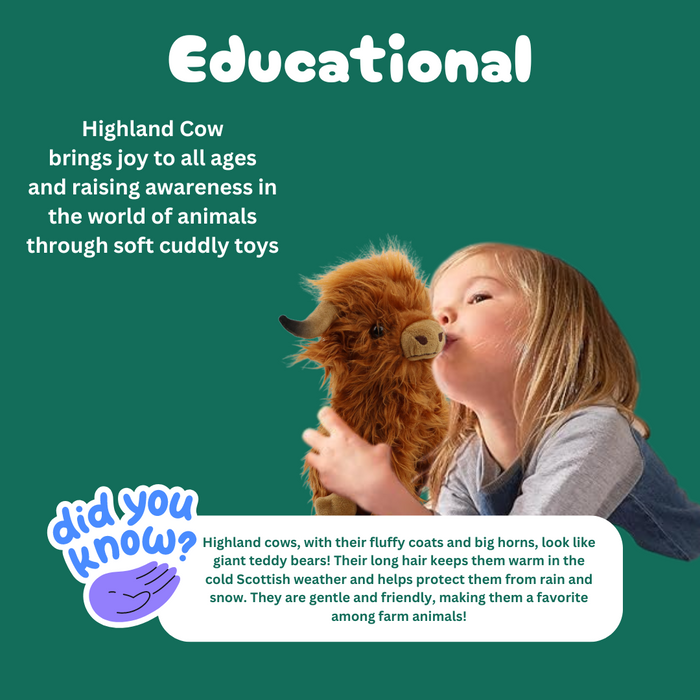 Farm Buddies - Highland Cow Stuffed Animal | Soft Toy for Kids | Eco-Friendly Plush