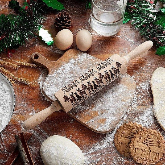 Christmas Embossing Rolling Pin