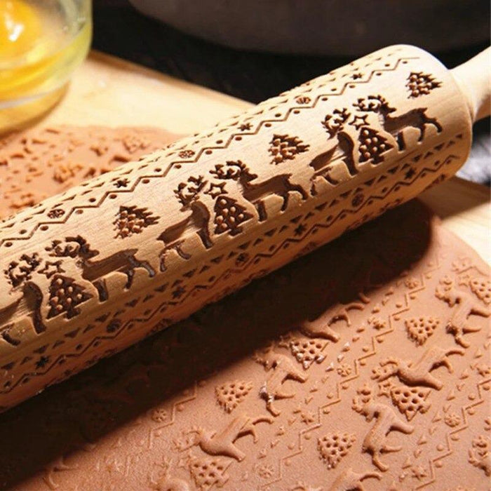 Christmas Embossing Rolling Pin