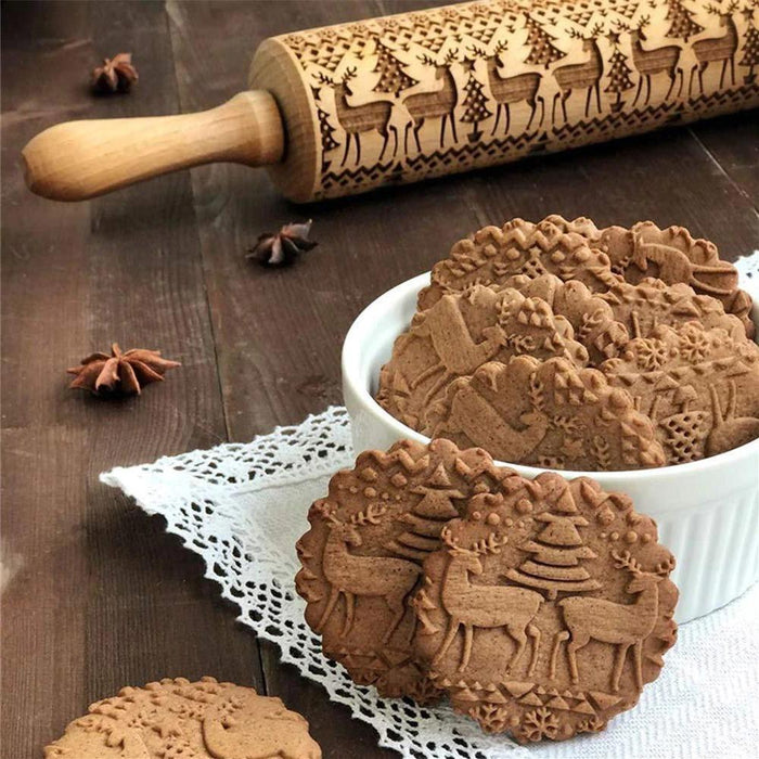 Christmas Embossing Rolling Pin