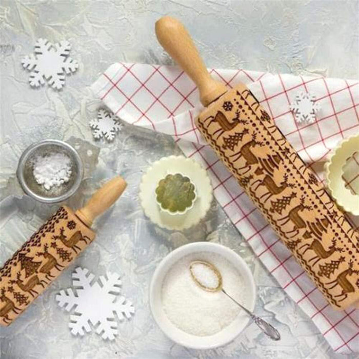 Christmas Embossing Rolling Pin