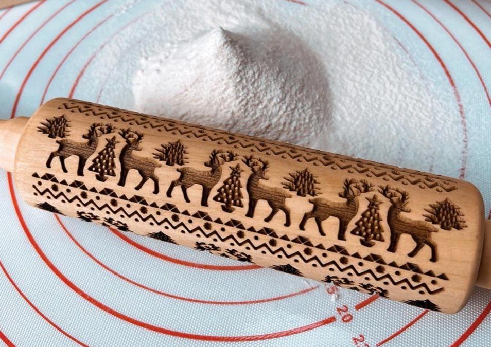 Christmas Embossing Rolling Pin