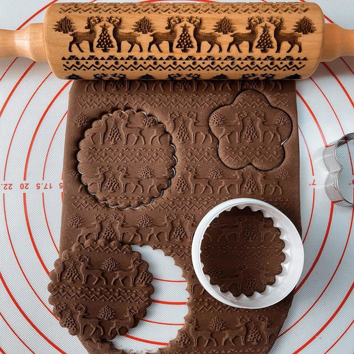 Christmas Embossing Rolling Pin