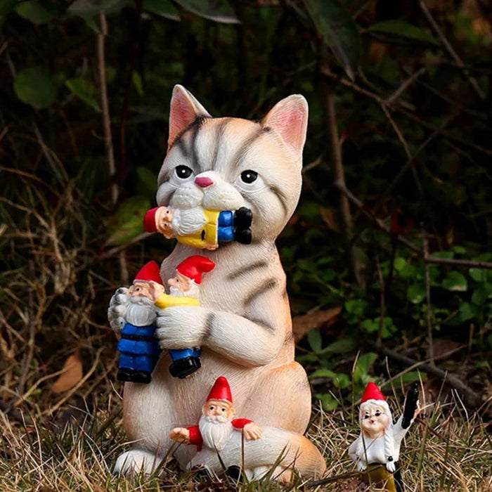 Cat Eating Gnomes Toy