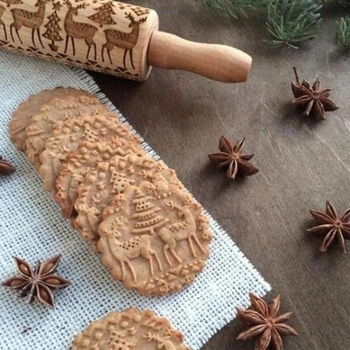 Christmas Embossing Rolling Pin