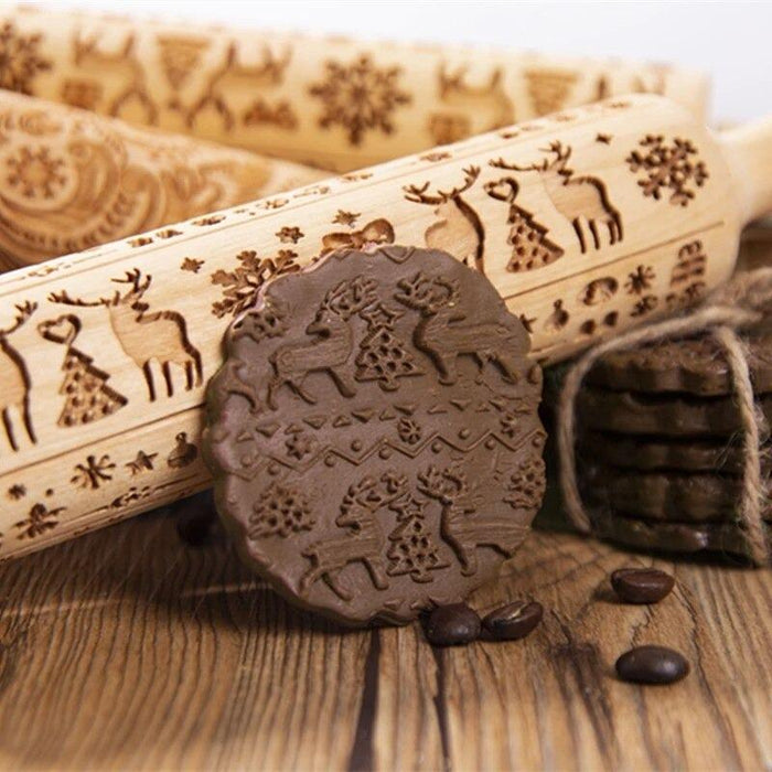 Christmas Embossing Rolling Pin