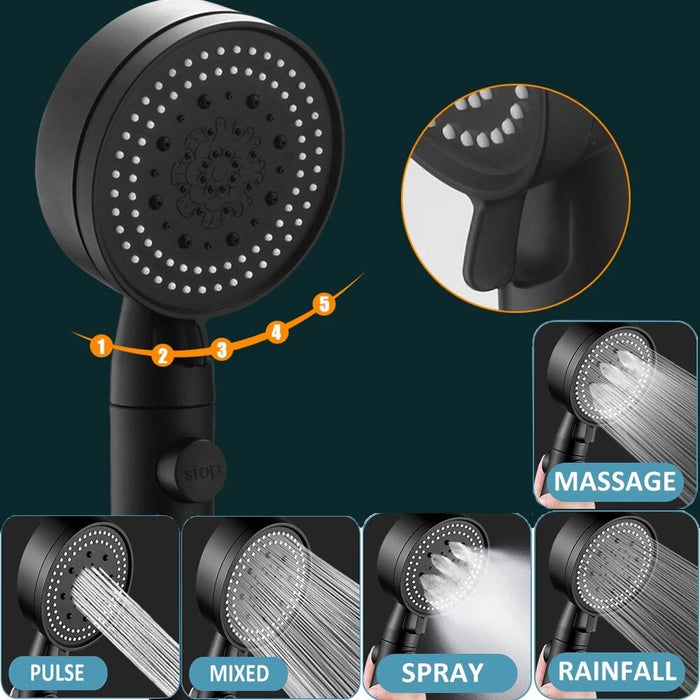 5 Mode Punch Free Shower Head